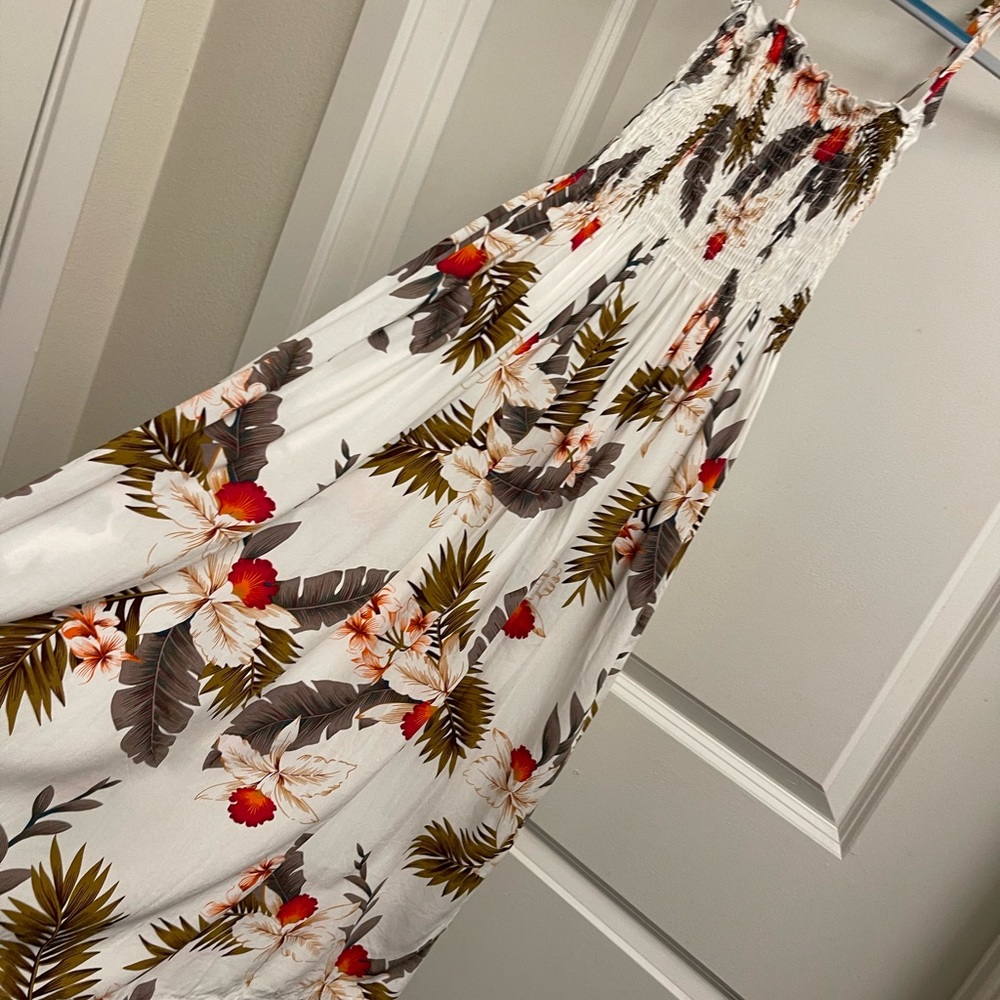 Floral Maxi Dress - White and Red